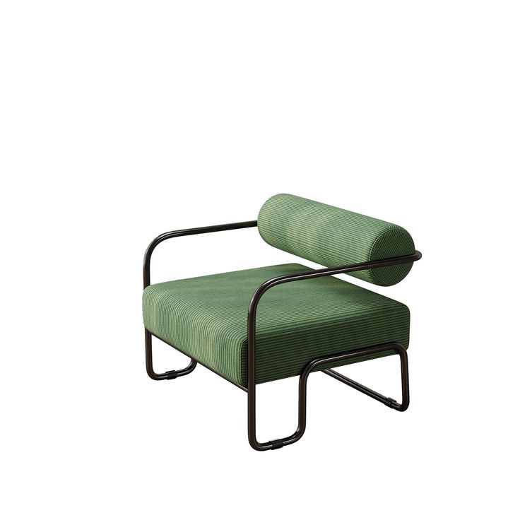 MIRASON Modern Accent Chair Metal Frame Chair | Unique Upholstered Armchair with Cylindrical Backrest and Corduroy Fabric for Living Room,Bedroom,Office and Balcony,Beige