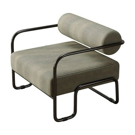 MIRASON Modern Accent Chair Metal Frame Chair | Unique Upholstered Armchair with Cylindrical Backrest and Corduroy Fabric for Living Room,Bedroom,Office and Balcony,Beige