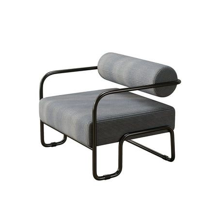 MIRASON Modern Accent Chair Metal Frame Chair | Unique Upholstered Armchair with Cylindrical Backrest and Corduroy Fabric for Living Room,Bedroom,Office and Balcony,Beige